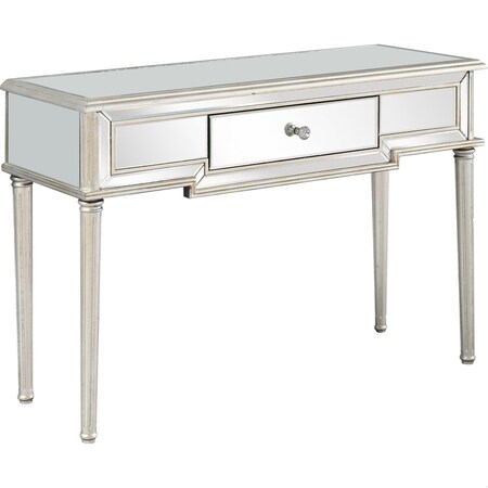 Homeroots 33.2 x 48 x 17.2 in. Silver Leaf Antiqued Console Table 396822